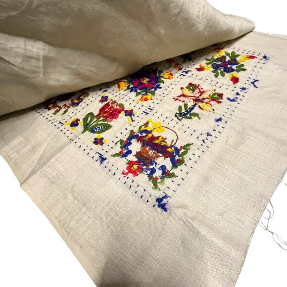 Handmade Needlepoint Embroidery Sampler Wall Hanging‎ Pillow Cover - Unmade - Picture 6 of 11